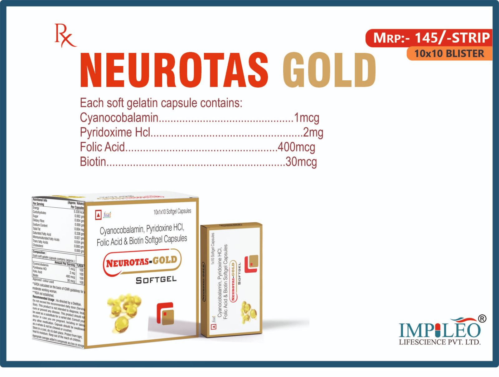 Premium PCD Pharma Franchise in Panchkula : Quality NEUROTAS GOLD Softgel Capsules Offered